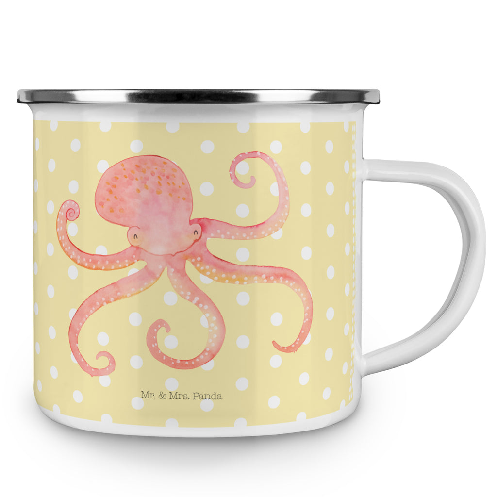 Camping Emaille Tasse Tintenfisch Campingtasse, Trinkbecher, Metalltasse, Outdoor Tasse, Emaille Trinkbecher, Blechtasse Outdoor, Emaille Campingbecher, Edelstahl Trinkbecher, Metalltasse für Camping, Kaffee Blechtasse, Camping Tasse Metall, Tiermotive, Gute Laune, lustige Sprüche, Tiere, Meer, Meerestier, Krake, Tintenfisch, Arme, Wasser, Ozean