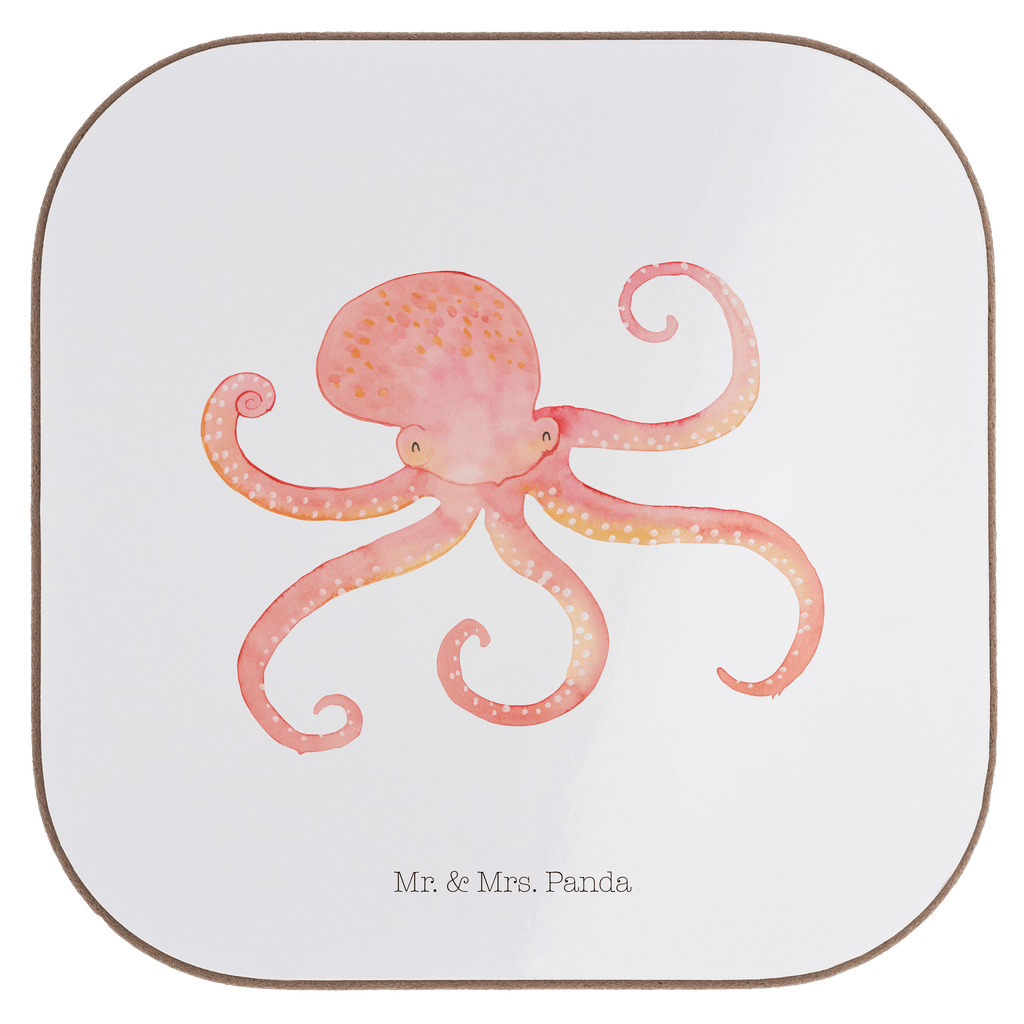 Quadratische Untersetzer Tintenfisch Bierdeckel, Glasuntersetzer, Untersetzer Gläser, Getränkeuntersetzer, Tiermotive, Gute Laune, lustige Sprüche, Tiere, Meer, Meerestier, Krake, Tintenfisch, Arme, Wasser, Ozean