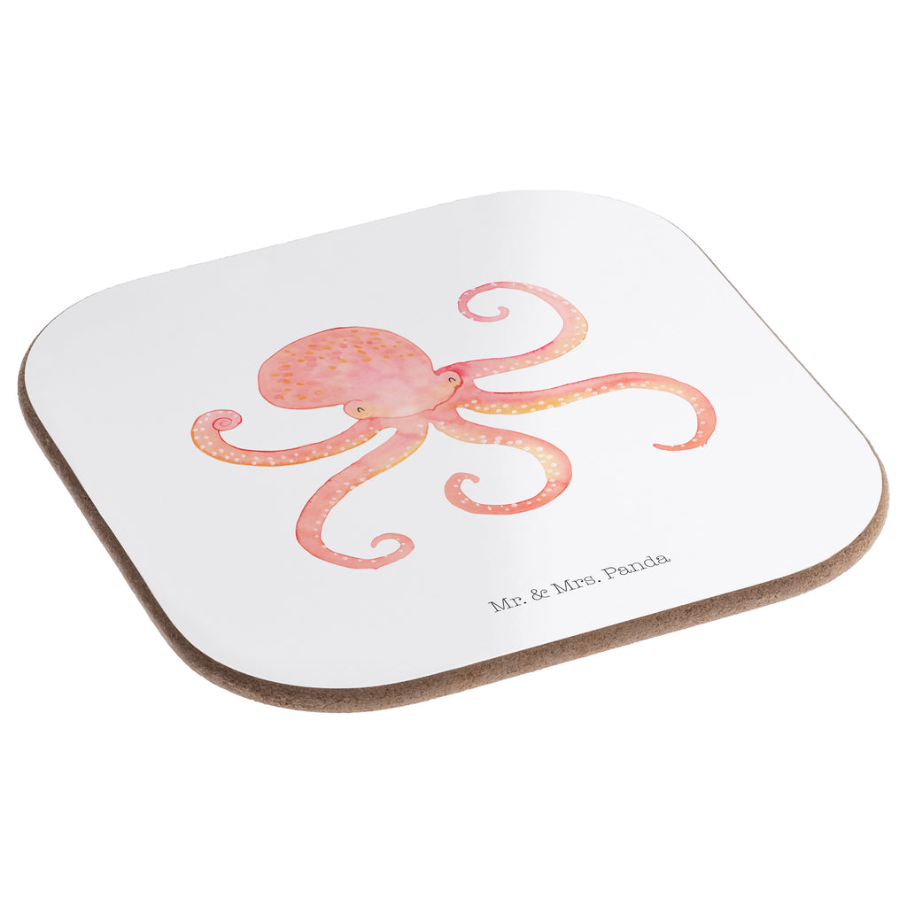 Quadratische Untersetzer Tintenfisch Bierdeckel, Glasuntersetzer, Untersetzer Gläser, Getränkeuntersetzer, Tiermotive, Gute Laune, lustige Sprüche, Tiere, Meer, Meerestier, Krake, Tintenfisch, Arme, Wasser, Ozean