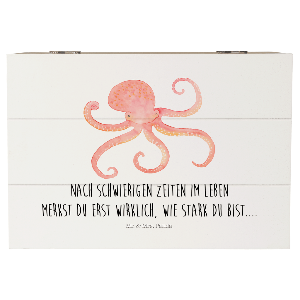 Holzkiste Tintenfisch Holzkiste, Kiste, Schatzkiste, Truhe, Schatulle, XXL, Erinnerungsbox, Erinnerungskiste, Dekokiste, Aufbewahrungsbox, Tiermotive, Gute Laune, lustige Sprüche, Tiere, Meer, Meerestier, Krake, Tintenfisch, Arme, Wasser, Ozean