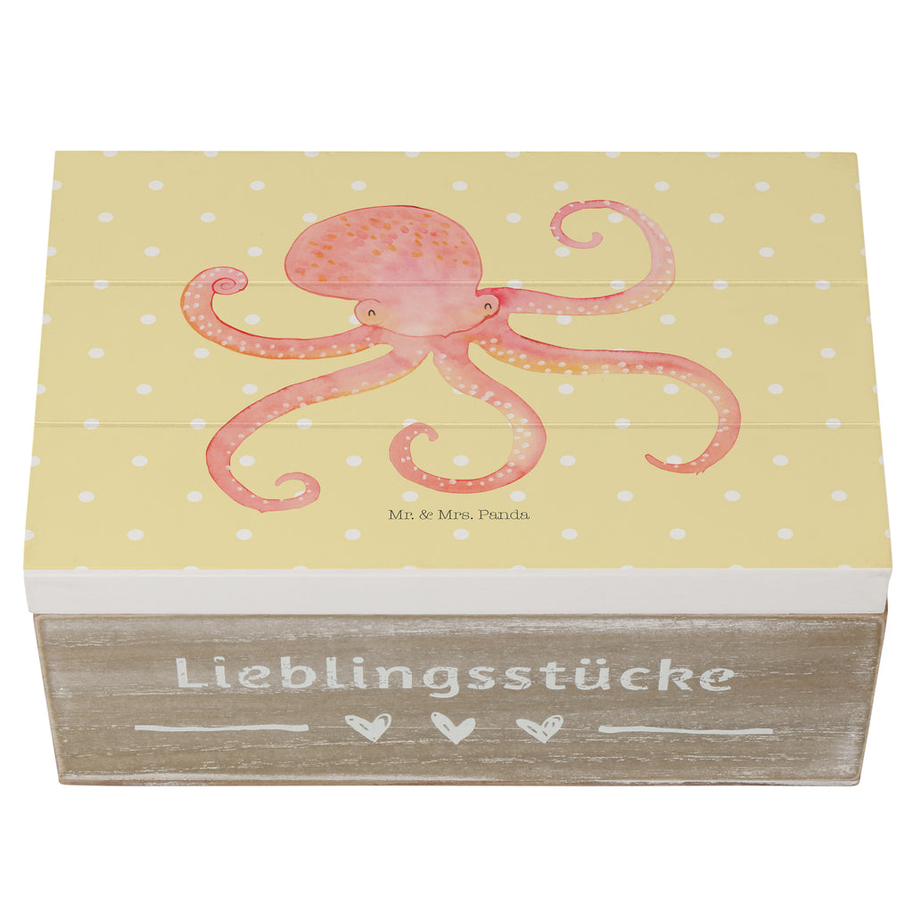 Holzkiste Tintenfisch Holzkiste, Kiste, Schatzkiste, Truhe, Schatulle, XXL, Erinnerungsbox, Erinnerungskiste, Dekokiste, Aufbewahrungsbox, Tiermotive, Gute Laune, lustige Sprüche, Tiere, Meer, Meerestier, Krake, Tintenfisch, Arme, Wasser, Ozean