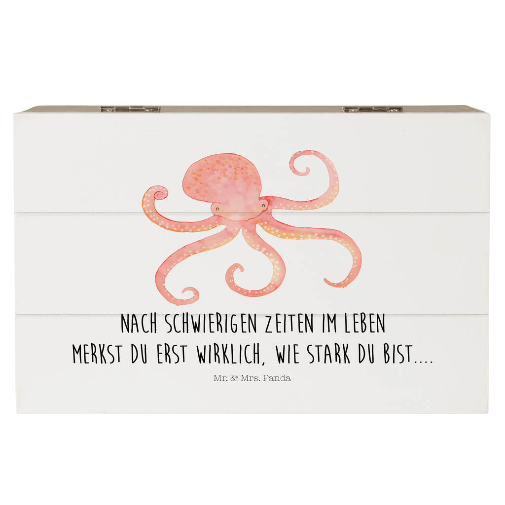 Holzkiste Tintenfisch Holzkiste, Kiste, Schatzkiste, Truhe, Schatulle, XXL, Erinnerungsbox, Erinnerungskiste, Dekokiste, Aufbewahrungsbox, Tiermotive, Gute Laune, lustige Sprüche, Tiere, Meer, Meerestier, Krake, Tintenfisch, Arme, Wasser, Ozean