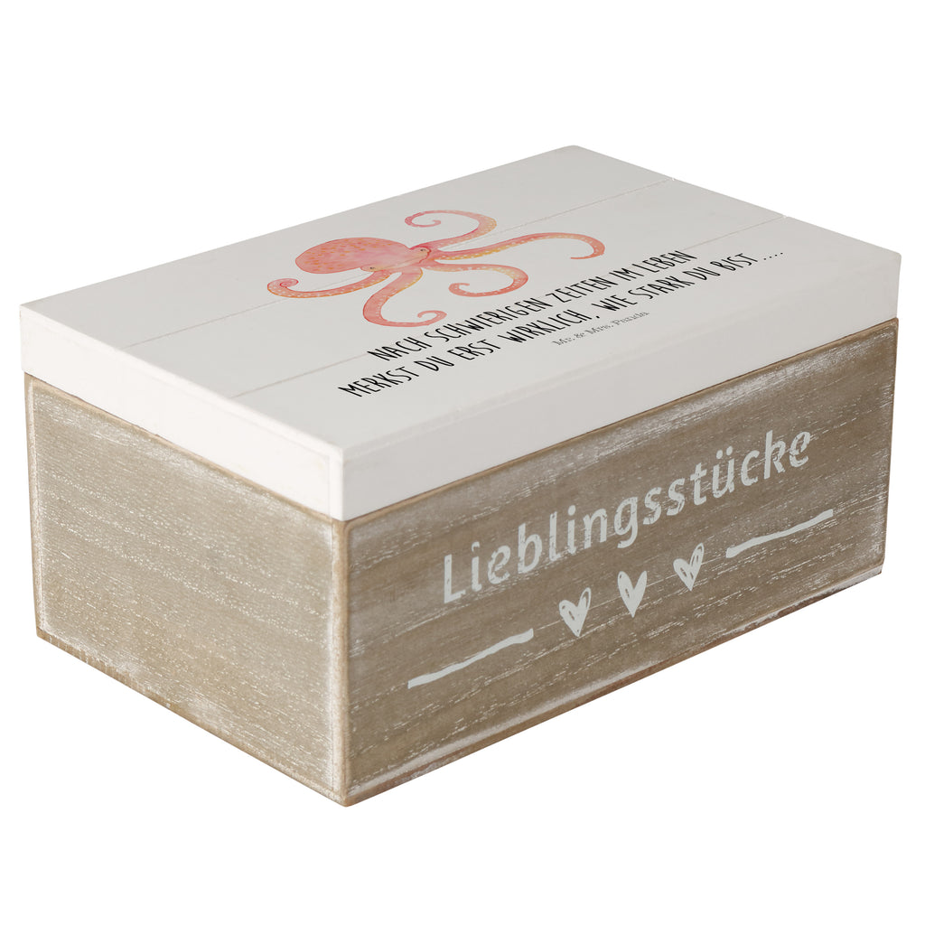 Holzkiste Tintenfisch Holzkiste, Kiste, Schatzkiste, Truhe, Schatulle, XXL, Erinnerungsbox, Erinnerungskiste, Dekokiste, Aufbewahrungsbox, Tiermotive, Gute Laune, lustige Sprüche, Tiere, Meer, Meerestier, Krake, Tintenfisch, Arme, Wasser, Ozean