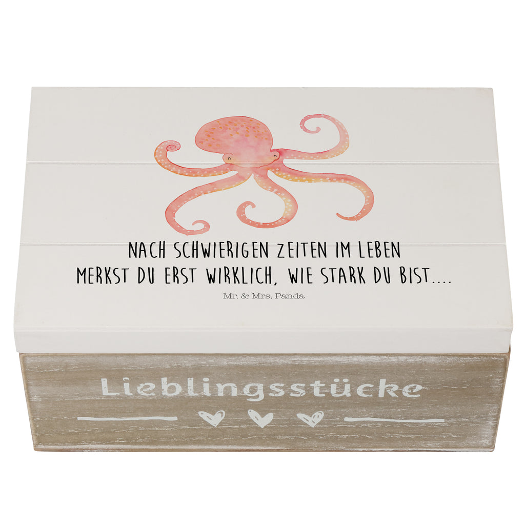 Holzkiste Tintenfisch Holzkiste, Kiste, Schatzkiste, Truhe, Schatulle, XXL, Erinnerungsbox, Erinnerungskiste, Dekokiste, Aufbewahrungsbox, Tiermotive, Gute Laune, lustige Sprüche, Tiere, Meer, Meerestier, Krake, Tintenfisch, Arme, Wasser, Ozean