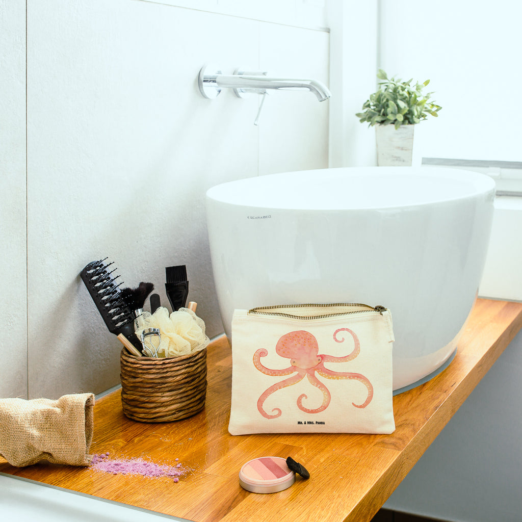 Schminktasche Tintenfisch Schminktasche, Kosmetiktasche, Kosmetikbeutel, Stiftemäppchen, Etui, Federmappe, Makeup, XXL, Schminketui, Kosmetiketui, Schlamperetui, Tiermotive, Gute Laune, lustige Sprüche, Tiere, Meer, Meerestier, Krake, Tintenfisch, Arme, Wasser, Ozean