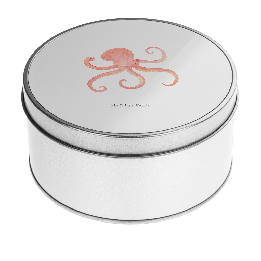 Blechdose rund Tintenfisch Metalldose, Keksdose, Dose, Vorratsdose, Geschenkbox, Tiermotive, Gute Laune, lustige Sprüche, Tiere, Meer, Meerestier, Krake, Tintenfisch, Arme, Wasser, Ozean