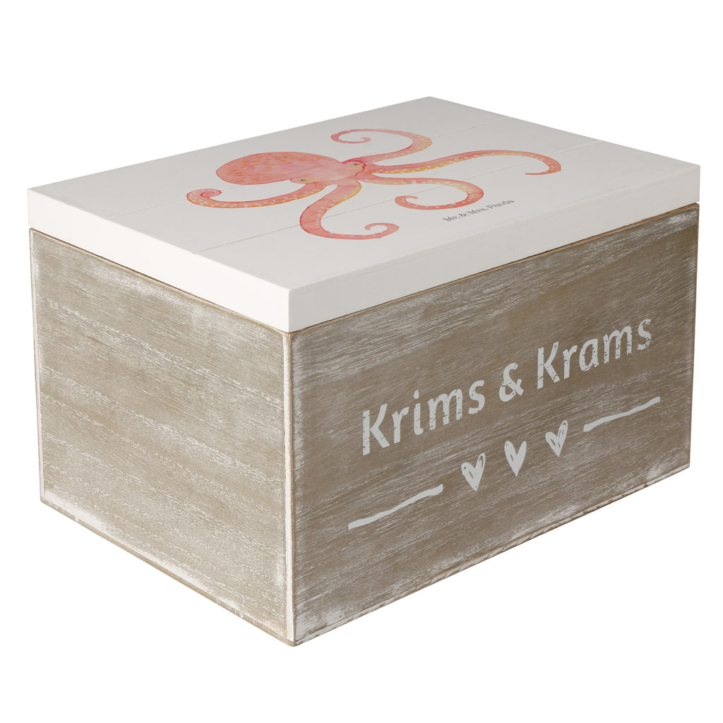 Holzkiste Tintenfisch Holzkiste, Kiste, Schatzkiste, Truhe, Schatulle, XXL, Erinnerungsbox, Erinnerungskiste, Dekokiste, Aufbewahrungsbox, Tiermotive, Gute Laune, lustige Sprüche, Tiere, Meer, Meerestier, Krake, Tintenfisch, Arme, Wasser, Ozean