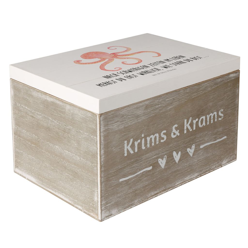 Holzkiste Tintenfisch Holzkiste, Kiste, Schatzkiste, Truhe, Schatulle, XXL, Erinnerungsbox, Erinnerungskiste, Dekokiste, Aufbewahrungsbox, Tiermotive, Gute Laune, lustige Sprüche, Tiere, Meer, Meerestier, Krake, Tintenfisch, Arme, Wasser, Ozean