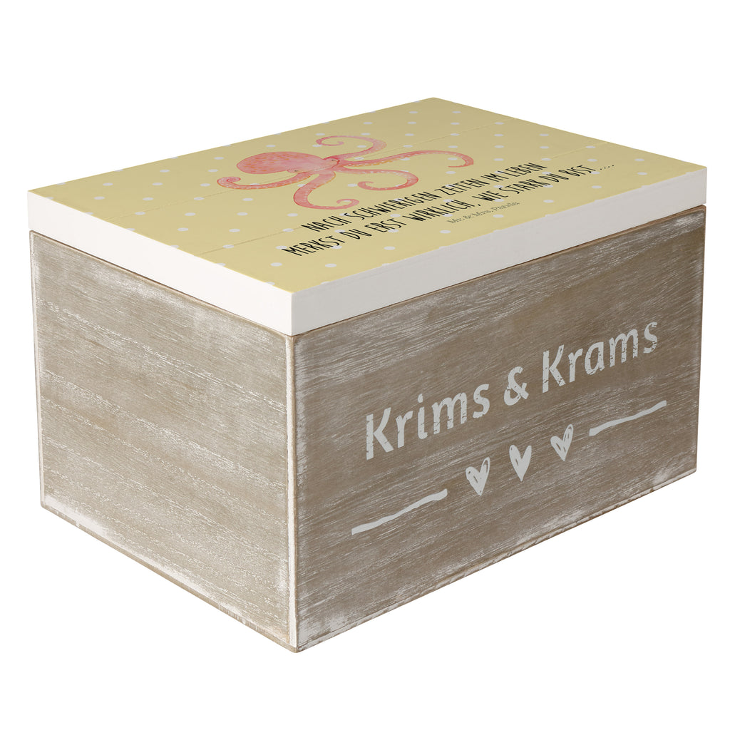 Holzkiste Tintenfisch Holzkiste, Kiste, Schatzkiste, Truhe, Schatulle, XXL, Erinnerungsbox, Erinnerungskiste, Dekokiste, Aufbewahrungsbox, Tiermotive, Gute Laune, lustige Sprüche, Tiere, Meer, Meerestier, Krake, Tintenfisch, Arme, Wasser, Ozean
