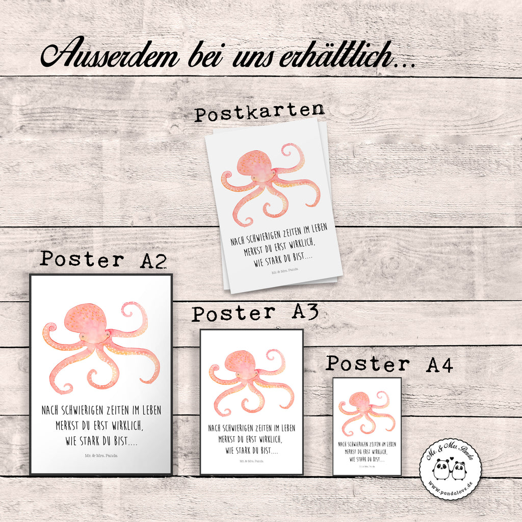 Poster Tintenfisch Poster, Wandposter, Bild, Wanddeko, Küchenposter, Kinderposter, Wanddeko Bild, Raumdekoration, Wanddekoration, Handgemaltes Poster, Mr. & Mrs. Panda Poster, Designposter, Kunstdruck, Posterdruck, Tiermotive, Gute Laune, lustige Sprüche, Tiere, Meer, Meerestier, Krake, Tintenfisch, Arme, Wasser, Ozean
