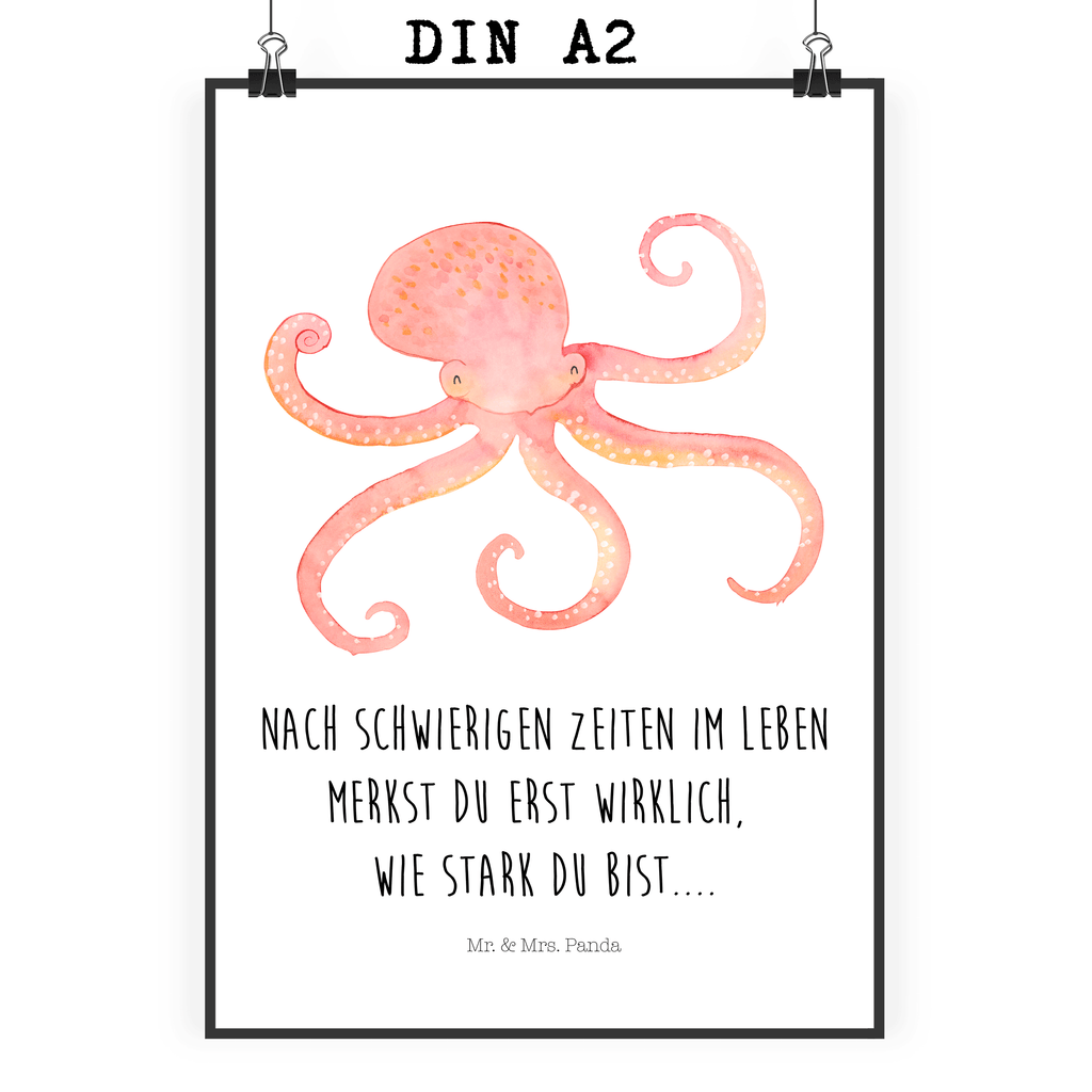 Poster Tintenfisch Poster, Wandposter, Bild, Wanddeko, Küchenposter, Kinderposter, Wanddeko Bild, Raumdekoration, Wanddekoration, Handgemaltes Poster, Mr. & Mrs. Panda Poster, Designposter, Kunstdruck, Posterdruck, Tiermotive, Gute Laune, lustige Sprüche, Tiere, Meer, Meerestier, Krake, Tintenfisch, Arme, Wasser, Ozean