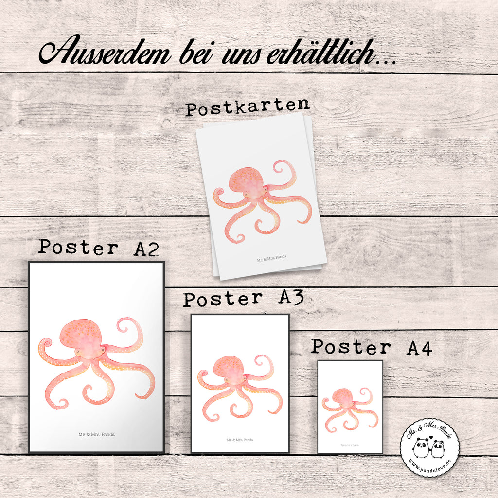 Poster Tintenfisch Poster, Wandposter, Bild, Wanddeko, Küchenposter, Kinderposter, Wanddeko Bild, Raumdekoration, Wanddekoration, Handgemaltes Poster, Mr. & Mrs. Panda Poster, Designposter, Kunstdruck, Posterdruck, Tiermotive, Gute Laune, lustige Sprüche, Tiere, Meer, Meerestier, Krake, Tintenfisch, Arme, Wasser, Ozean