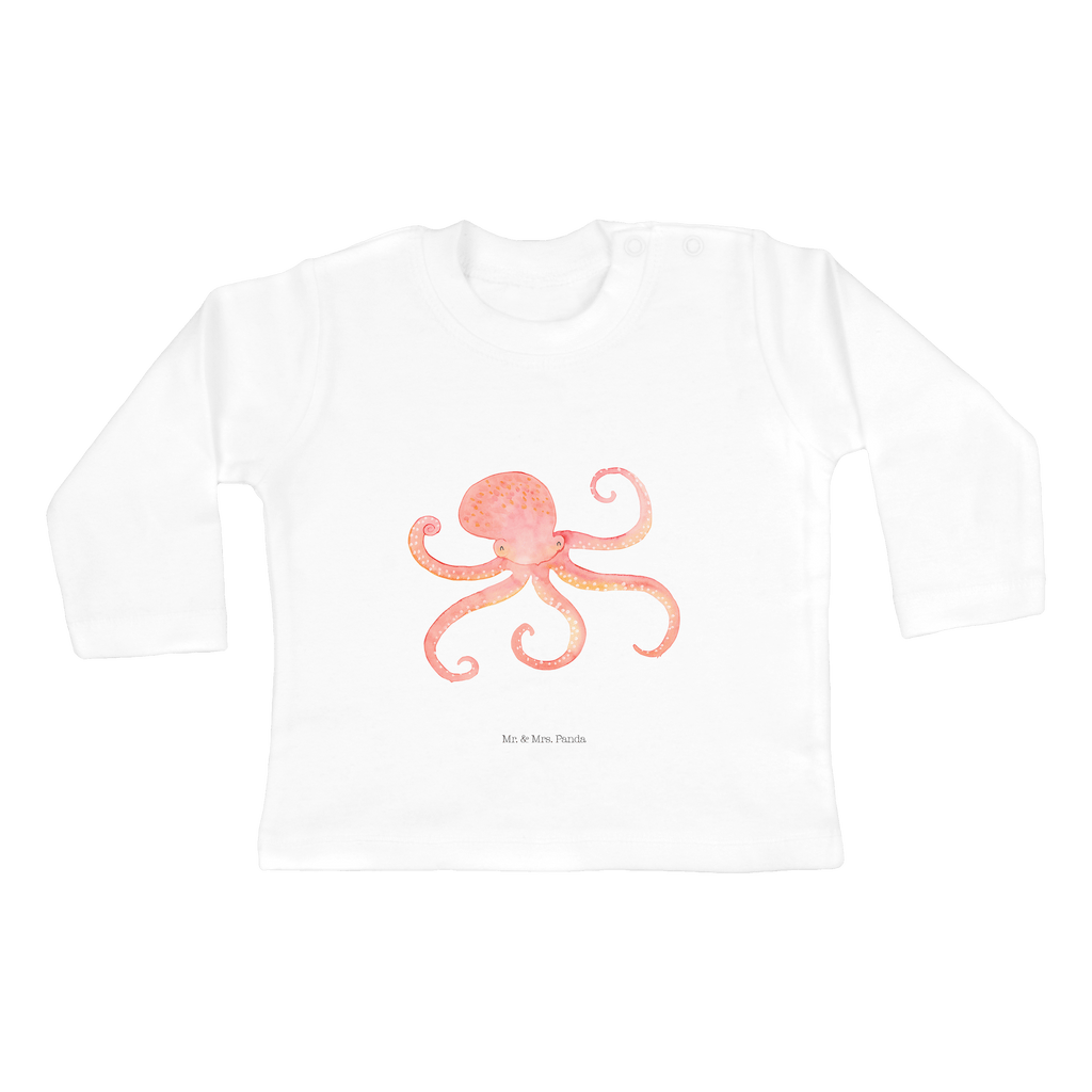3-6 Monate Baby Longsleeve Tintenfisch Mädchen, Jungen, Baby, Langarm, Bio, Kleidung, Tiermotive, Gute Laune, lustige Sprüche, Tiere, Meer, Meerestier, Krake, Tintenfisch, Arme, Wasser, Ozean