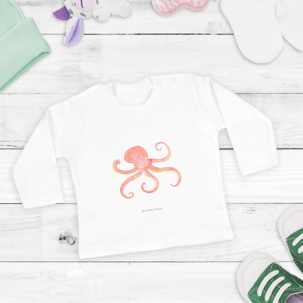 3-6 Monate Baby Longsleeve Tintenfisch Mädchen, Jungen, Baby, Langarm, Bio, Kleidung, Tiermotive, Gute Laune, lustige Sprüche, Tiere, Meer, Meerestier, Krake, Tintenfisch, Arme, Wasser, Ozean