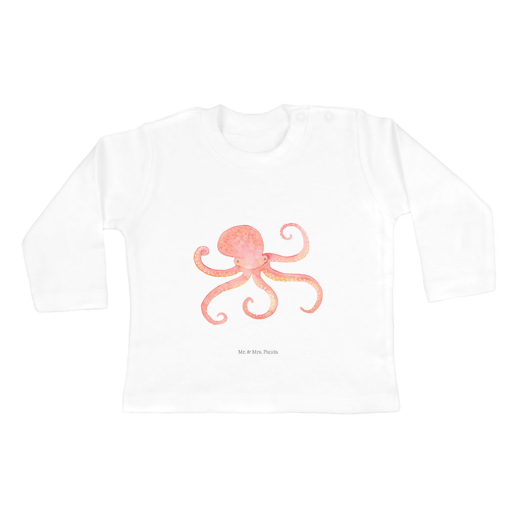 3-6 Monate Baby Longsleeve Tintenfisch Mädchen, Jungen, Baby, Langarm, Bio, Kleidung, Tiermotive, Gute Laune, lustige Sprüche, Tiere, Meer, Meerestier, Krake, Tintenfisch, Arme, Wasser, Ozean