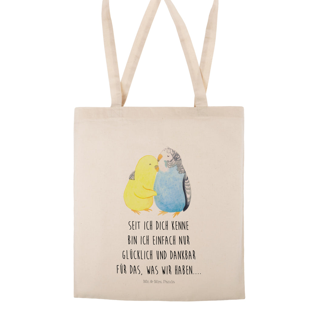 Tragetasche Wellensittich Liebe Beuteltasche, Beutel, Einkaufstasche, Jutebeutel, Stoffbeutel, Liebe, Partner, Freund, Freundin, Ehemann, Ehefrau, Heiraten, Verlobung, Heiratsantrag, Liebesgeschenk, Jahrestag, Hocheitstag, Vögel, Wellensittich, Nähe, Kuscheln, Vertrauen
