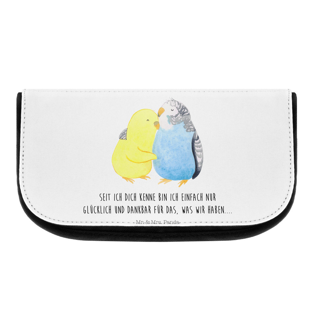 Kosmetiktasche Wellensittich Liebe Kosmetikbeutel, Kulturtasche, Kulturbeutel, Schminktasche, Make-Up Tasche, Liebe, Partner, Freund, Freundin, Ehemann, Ehefrau, Heiraten, Verlobung, Heiratsantrag, Liebesgeschenk, Jahrestag, Hocheitstag, Vögel, Wellensittich, Nähe, Kuscheln, Vertrauen