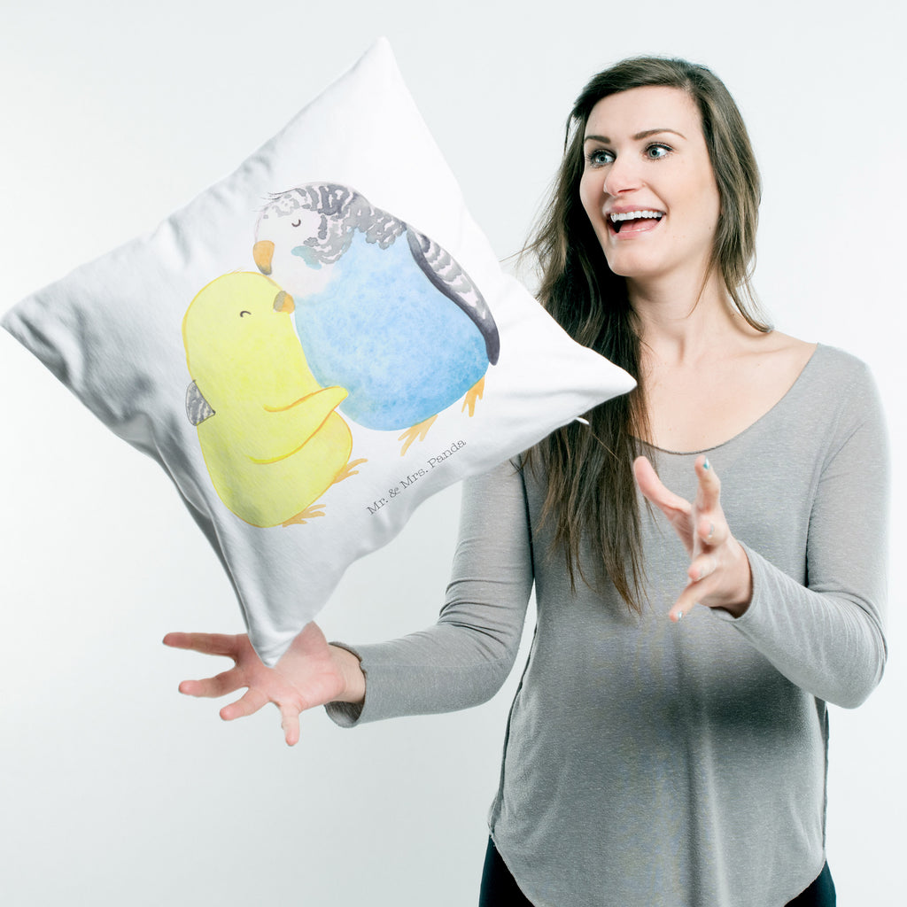 40x40 Kissen Wellensittich Liebe Kissenhülle, Kopfkissen, Sofakissen, Dekokissen, Motivkissen, Liebe, Partner, Freund, Freundin, Ehemann, Ehefrau, Heiraten, Verlobung, Heiratsantrag, Liebesgeschenk, Jahrestag, Hocheitstag, Vögel, Wellensittich, Nähe, Kuscheln, Vertrauen