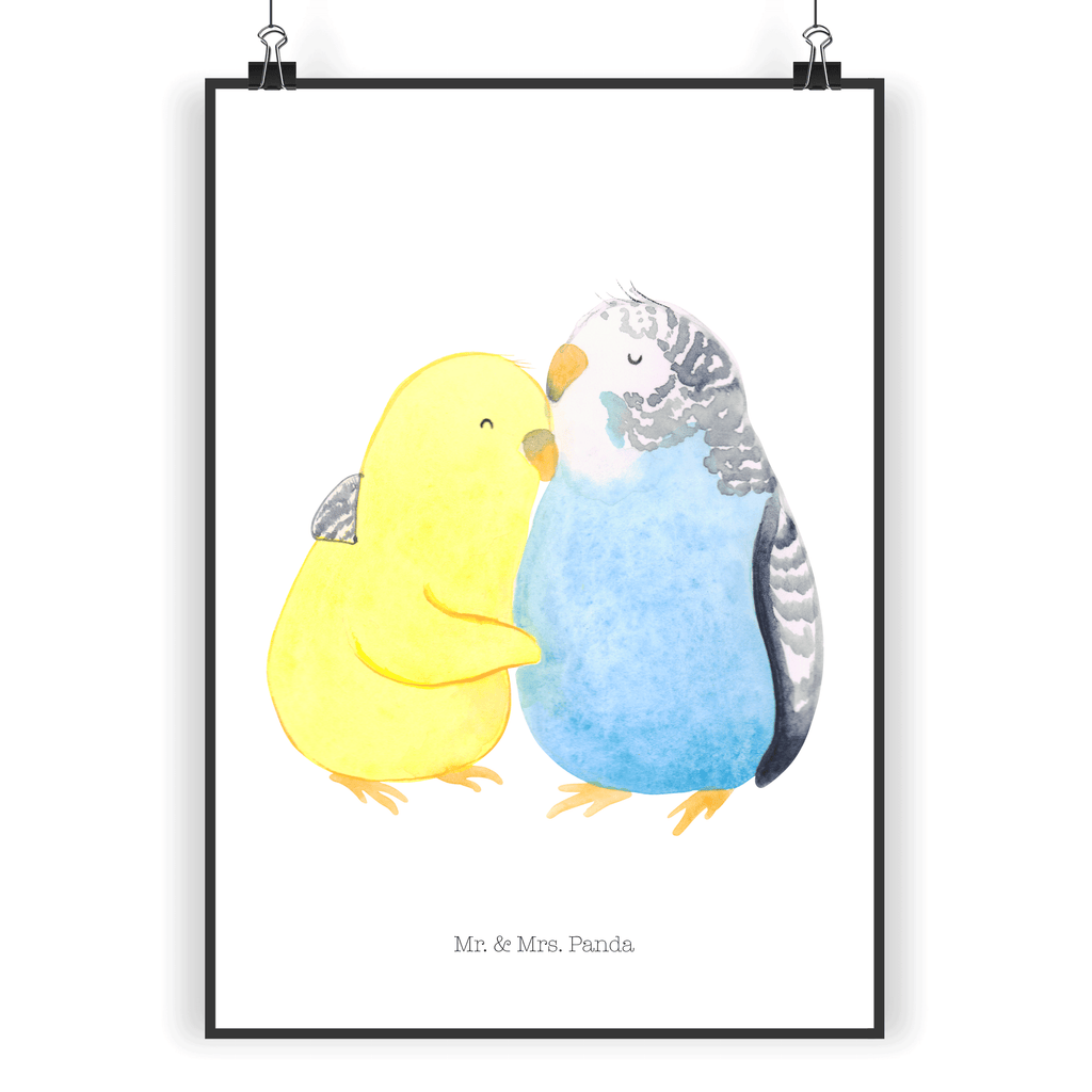 Poster Wellensittich Liebe Poster, Wandposter, Bild, Wanddeko, Küchenposter, Kinderposter, Wanddeko Bild, Raumdekoration, Wanddekoration, Handgemaltes Poster, Mr. & Mrs. Panda Poster, Designposter, Kunstdruck, Posterdruck, Liebe, Partner, Freund, Freundin, Ehemann, Ehefrau, Heiraten, Verlobung, Heiratsantrag, Liebesgeschenk, Jahrestag, Hocheitstag, Vögel, Wellensittich, Nähe, Kuscheln, Vertrauen