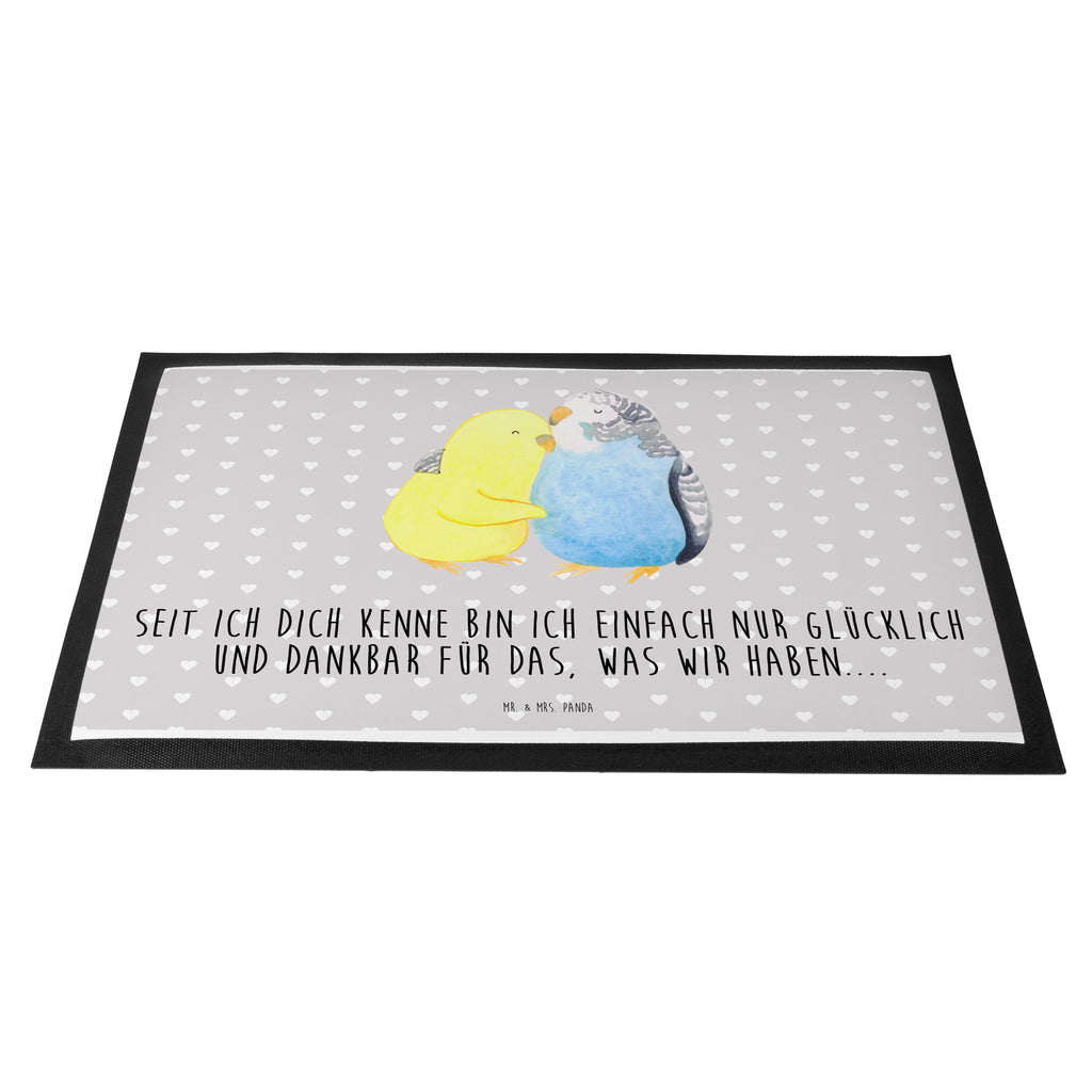 Fußmatte Wellensittich Liebe Liebe, Vögel, Wellensittich, Nähe, Kuscheln, Vertrauen Türvorleger, Schmutzmatte, Fußabtreter, Matte, Schmutzfänger, Fußabstreifer, Schmutzfangmatte, Türmatte, Motivfußmatte,  Haustürmatte, Vorleger  Liebe,  Partner, Freund, Freundin, Ehemann, Ehefrau, Heiraten, Verlobung, Heiratsantrag, Liebesgeschenk, Jahrestag, Hocheitstag