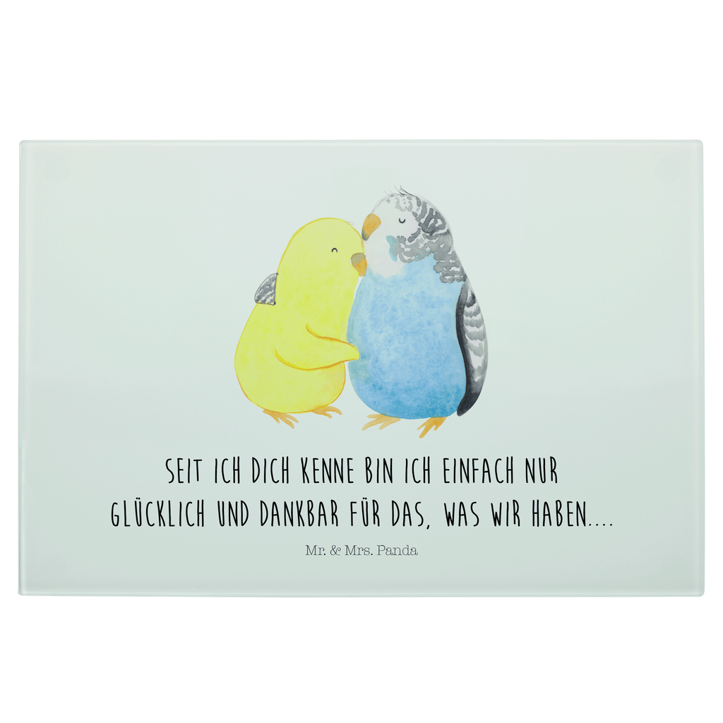 Medium Glas Schneidbrett Wellensittich Liebe Glasschneidebrett, Schneidebrett, Liebe, Partner, Freund, Freundin, Ehemann, Ehefrau, Heiraten, Verlobung, Heiratsantrag, Liebesgeschenk, Jahrestag, Hocheitstag, Vögel, Wellensittich, Nähe, Kuscheln, Vertrauen