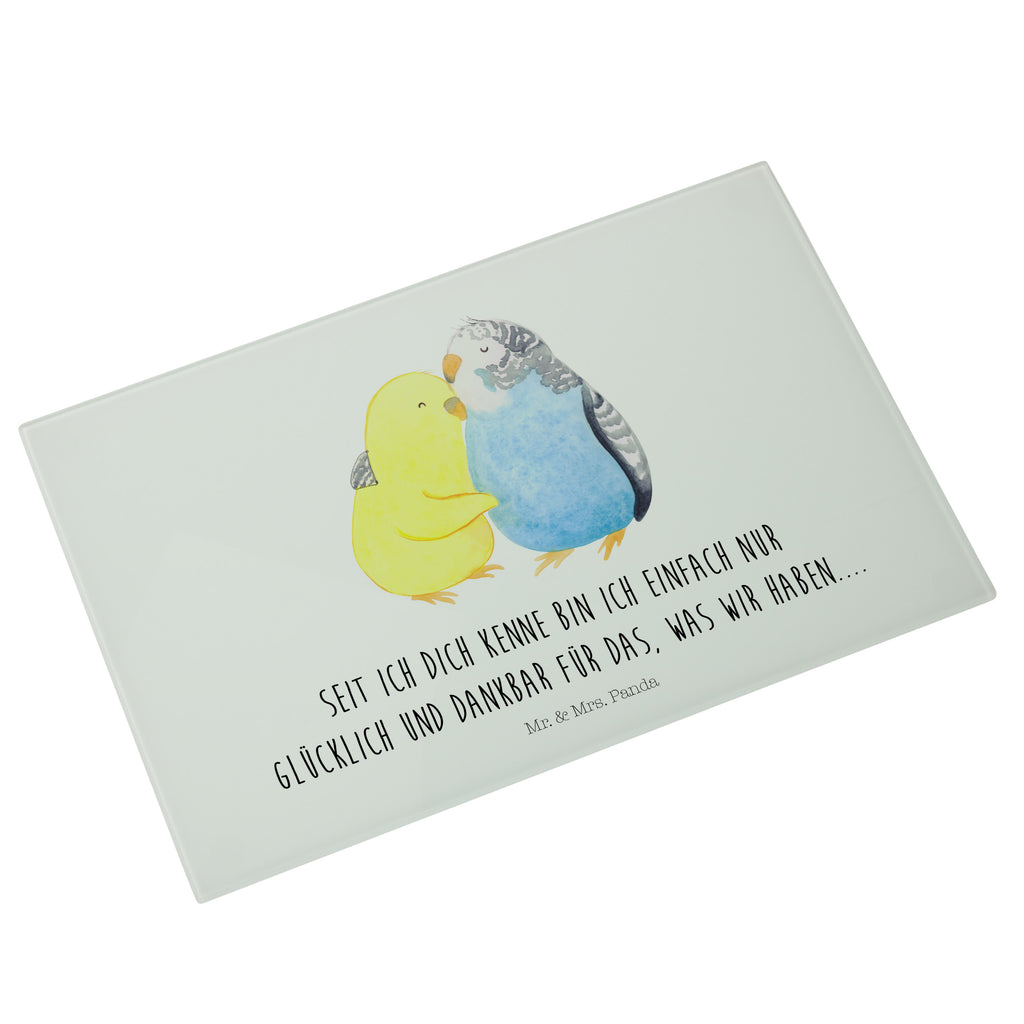Medium Glas Schneidbrett Wellensittich Liebe Glasschneidebrett, Schneidebrett, Liebe, Partner, Freund, Freundin, Ehemann, Ehefrau, Heiraten, Verlobung, Heiratsantrag, Liebesgeschenk, Jahrestag, Hocheitstag, Vögel, Wellensittich, Nähe, Kuscheln, Vertrauen