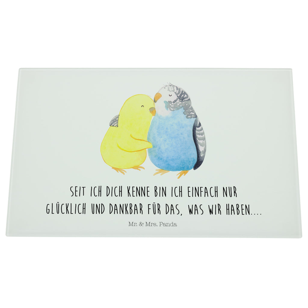 Medium Glas Schneidbrett Wellensittich Liebe Glasschneidebrett, Schneidebrett, Liebe, Partner, Freund, Freundin, Ehemann, Ehefrau, Heiraten, Verlobung, Heiratsantrag, Liebesgeschenk, Jahrestag, Hocheitstag, Vögel, Wellensittich, Nähe, Kuscheln, Vertrauen