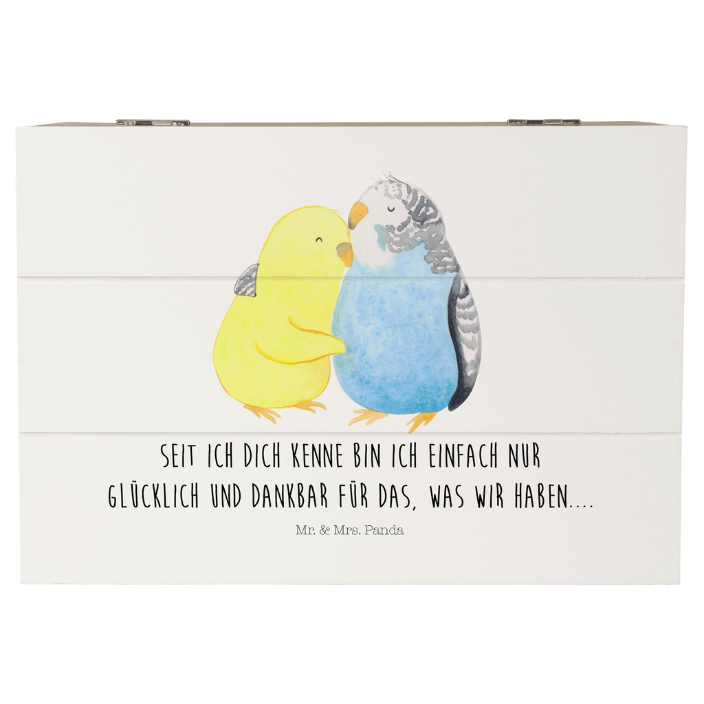 Holzkiste Wellensittich Liebe Holzkiste, Kiste, Schatzkiste, Truhe, Schatulle, XXL, Erinnerungsbox, Erinnerungskiste, Dekokiste, Aufbewahrungsbox, Liebe, Partner, Freund, Freundin, Ehemann, Ehefrau, Heiraten, Verlobung, Heiratsantrag, Liebesgeschenk, Jahrestag, Hocheitstag, Vögel, Wellensittich, Nähe, Kuscheln, Vertrauen