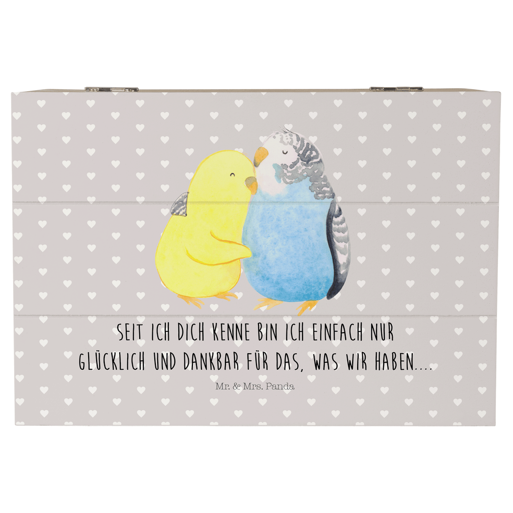 Holzkiste Wellensittich Liebe Holzkiste, Kiste, Schatzkiste, Truhe, Schatulle, XXL, Erinnerungsbox, Erinnerungskiste, Dekokiste, Aufbewahrungsbox, Liebe, Partner, Freund, Freundin, Ehemann, Ehefrau, Heiraten, Verlobung, Heiratsantrag, Liebesgeschenk, Jahrestag, Hocheitstag, Vögel, Wellensittich, Nähe, Kuscheln, Vertrauen