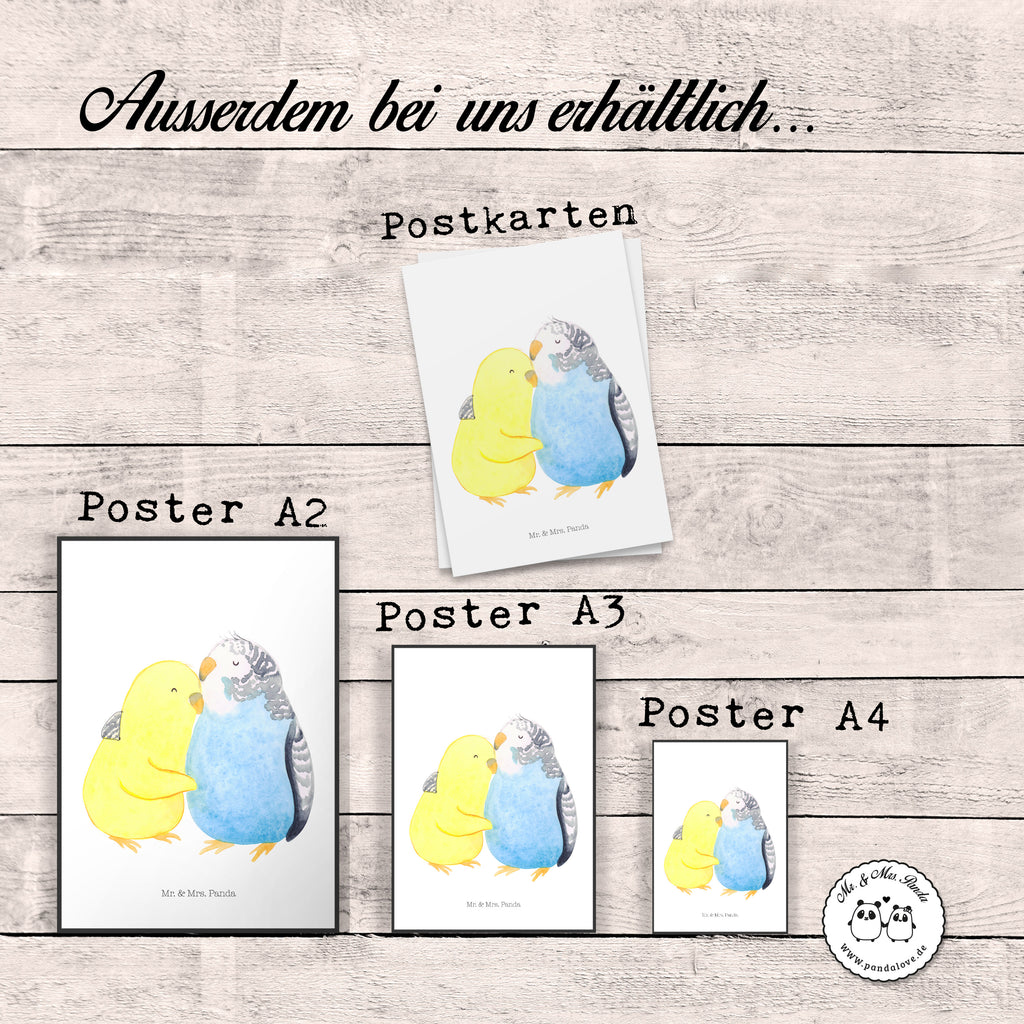 Poster Wellensittich Liebe Poster, Wandposter, Bild, Wanddeko, Küchenposter, Kinderposter, Wanddeko Bild, Raumdekoration, Wanddekoration, Handgemaltes Poster, Mr. & Mrs. Panda Poster, Designposter, Kunstdruck, Posterdruck, Liebe, Partner, Freund, Freundin, Ehemann, Ehefrau, Heiraten, Verlobung, Heiratsantrag, Liebesgeschenk, Jahrestag, Hocheitstag, Vögel, Wellensittich, Nähe, Kuscheln, Vertrauen