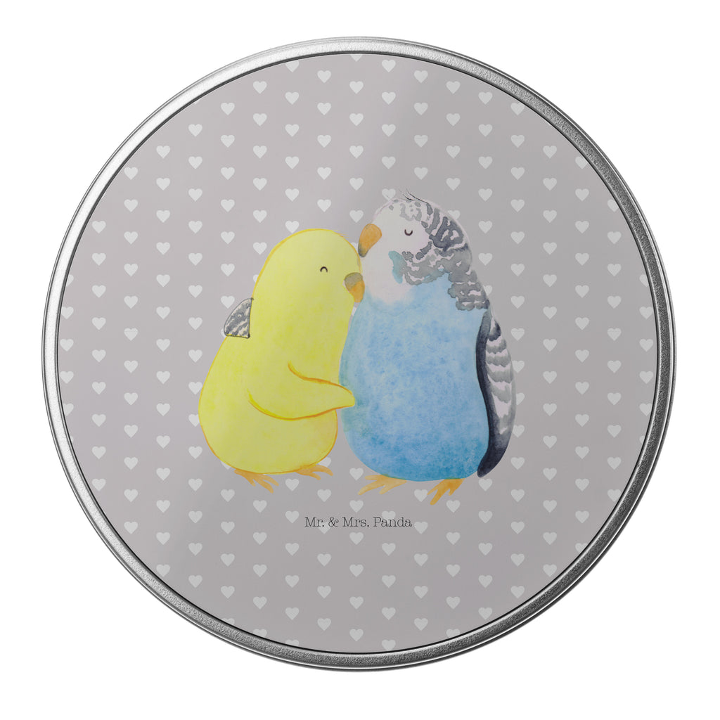 Blechdose rund Wellensittich Liebe Metalldose, Keksdose, Dose, Vorratsdose, Geschenkbox, Liebe, Partner, Freund, Freundin, Ehemann, Ehefrau, Heiraten, Verlobung, Heiratsantrag, Liebesgeschenk, Jahrestag, Hocheitstag, Vögel, Wellensittich, Nähe, Kuscheln, Vertrauen