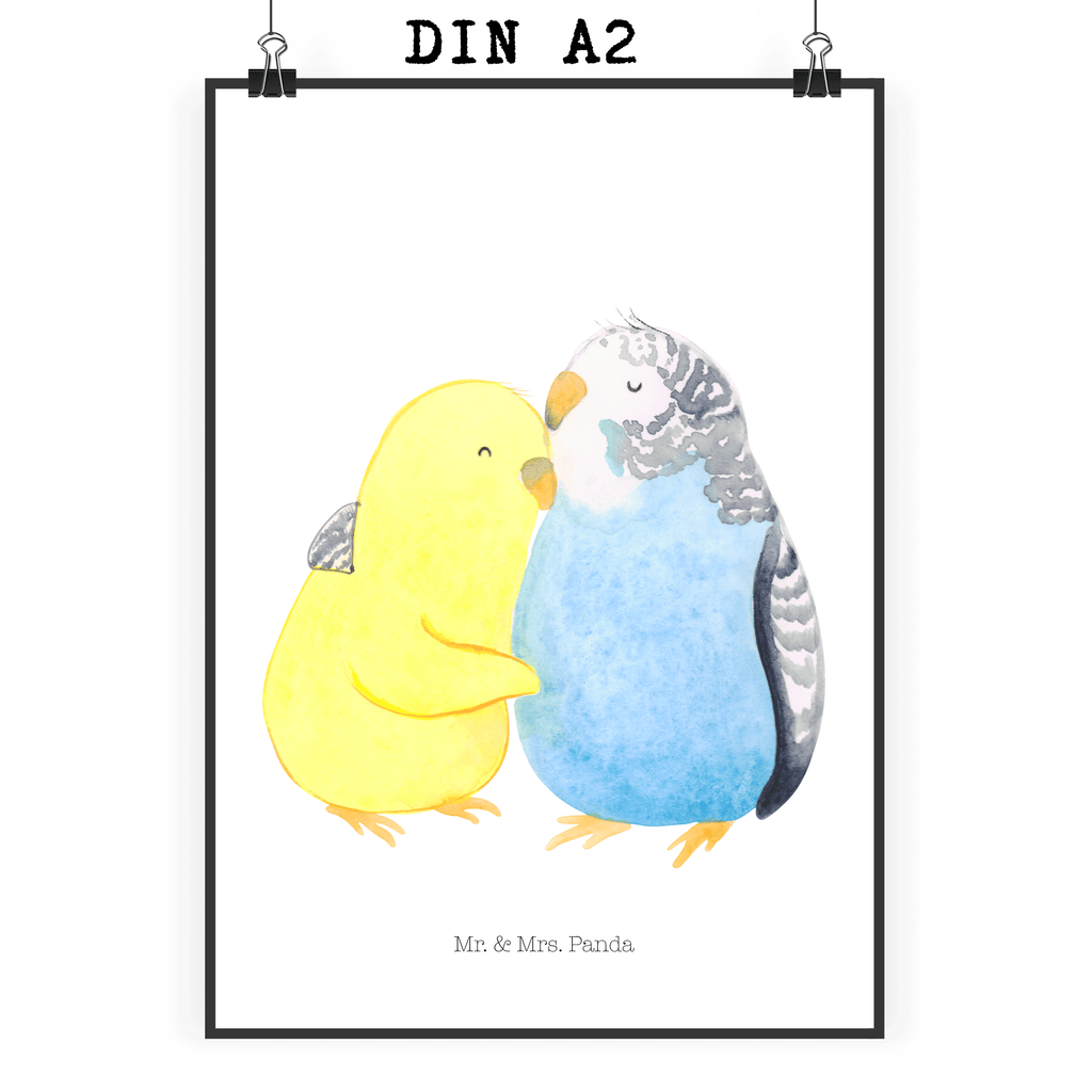 Poster Wellensittich Liebe Poster, Wandposter, Bild, Wanddeko, Küchenposter, Kinderposter, Wanddeko Bild, Raumdekoration, Wanddekoration, Handgemaltes Poster, Mr. & Mrs. Panda Poster, Designposter, Kunstdruck, Posterdruck, Liebe, Partner, Freund, Freundin, Ehemann, Ehefrau, Heiraten, Verlobung, Heiratsantrag, Liebesgeschenk, Jahrestag, Hocheitstag, Vögel, Wellensittich, Nähe, Kuscheln, Vertrauen