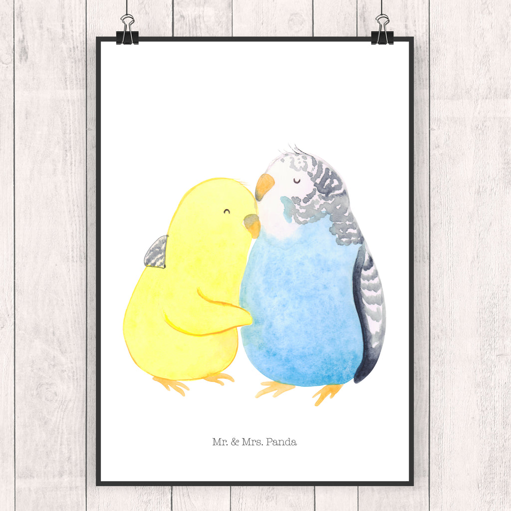 Poster Wellensittich Liebe Poster, Wandposter, Bild, Wanddeko, Küchenposter, Kinderposter, Wanddeko Bild, Raumdekoration, Wanddekoration, Handgemaltes Poster, Mr. & Mrs. Panda Poster, Designposter, Kunstdruck, Posterdruck, Liebe, Partner, Freund, Freundin, Ehemann, Ehefrau, Heiraten, Verlobung, Heiratsantrag, Liebesgeschenk, Jahrestag, Hocheitstag, Vögel, Wellensittich, Nähe, Kuscheln, Vertrauen