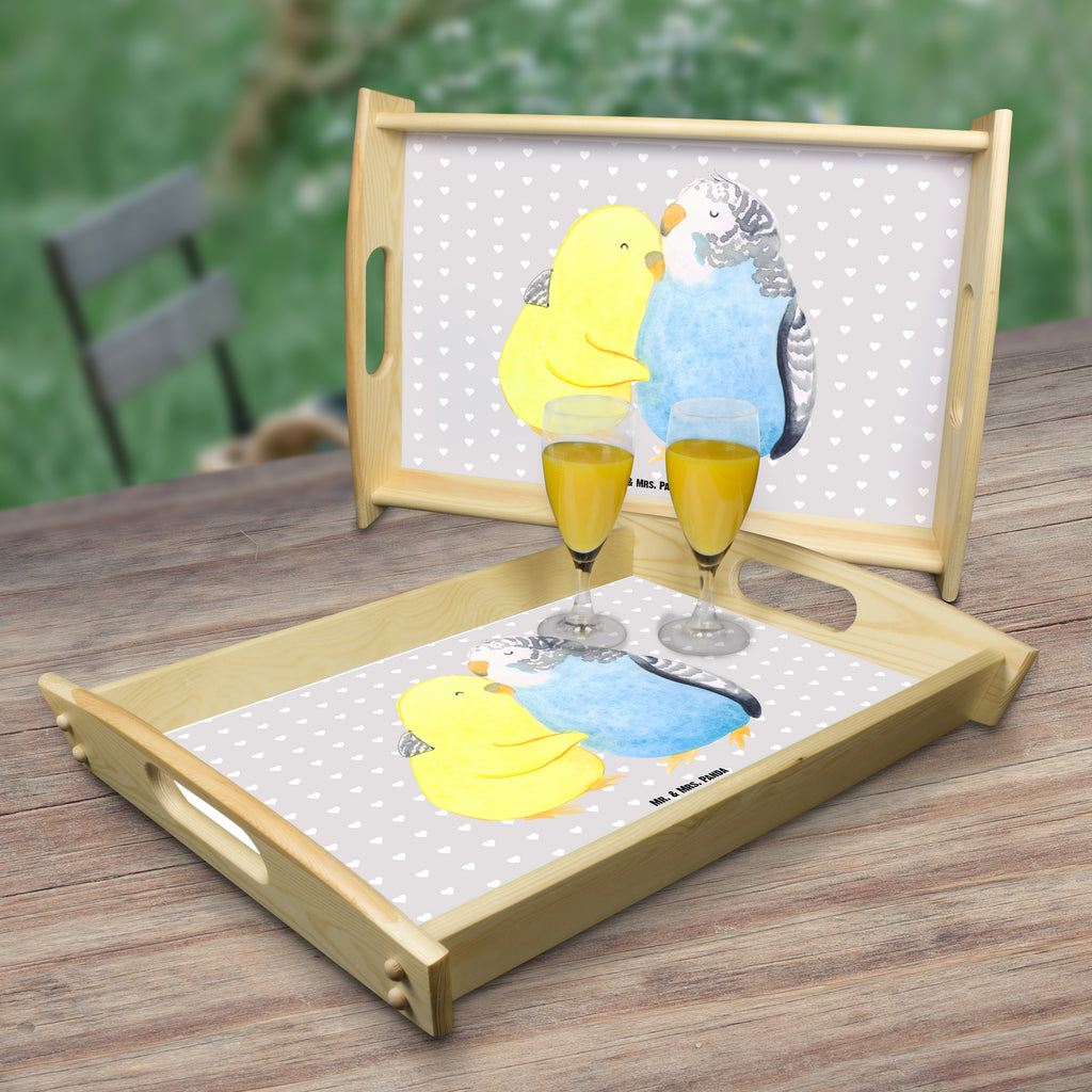 Serviertablett Wellensittich Liebe Tablett, Holztablett, Küchentablett, Dekotablett, Frühstückstablett, Liebe, Partner, Freund, Freundin, Ehemann, Ehefrau, Heiraten, Verlobung, Heiratsantrag, Liebesgeschenk, Jahrestag, Hocheitstag, Vögel, Wellensittich, Nähe, Kuscheln, Vertrauen