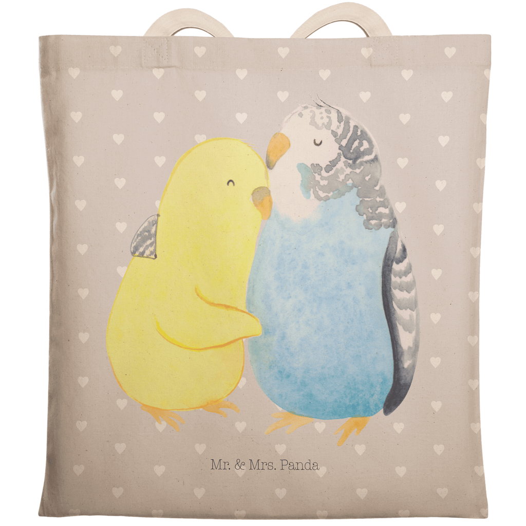 Einkaufstasche Wellensittich Liebe Tragetasche, Tasche, Beutel, Stofftasche, Baumwolltasche, Umhängetasche, Shopper, Liebe, Partner, Freund, Freundin, Ehemann, Ehefrau, Heiraten, Verlobung, Heiratsantrag, Liebesgeschenk, Jahrestag, Hocheitstag, Vögel, Wellensittich, Nähe, Kuscheln, Vertrauen
