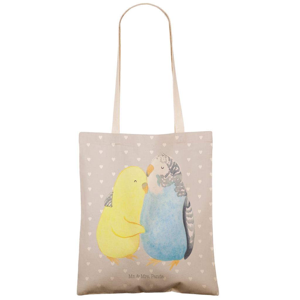 Einkaufstasche Wellensittich Liebe Tragetasche, Tasche, Beutel, Stofftasche, Baumwolltasche, Umhängetasche, Shopper, Liebe, Partner, Freund, Freundin, Ehemann, Ehefrau, Heiraten, Verlobung, Heiratsantrag, Liebesgeschenk, Jahrestag, Hocheitstag, Vögel, Wellensittich, Nähe, Kuscheln, Vertrauen