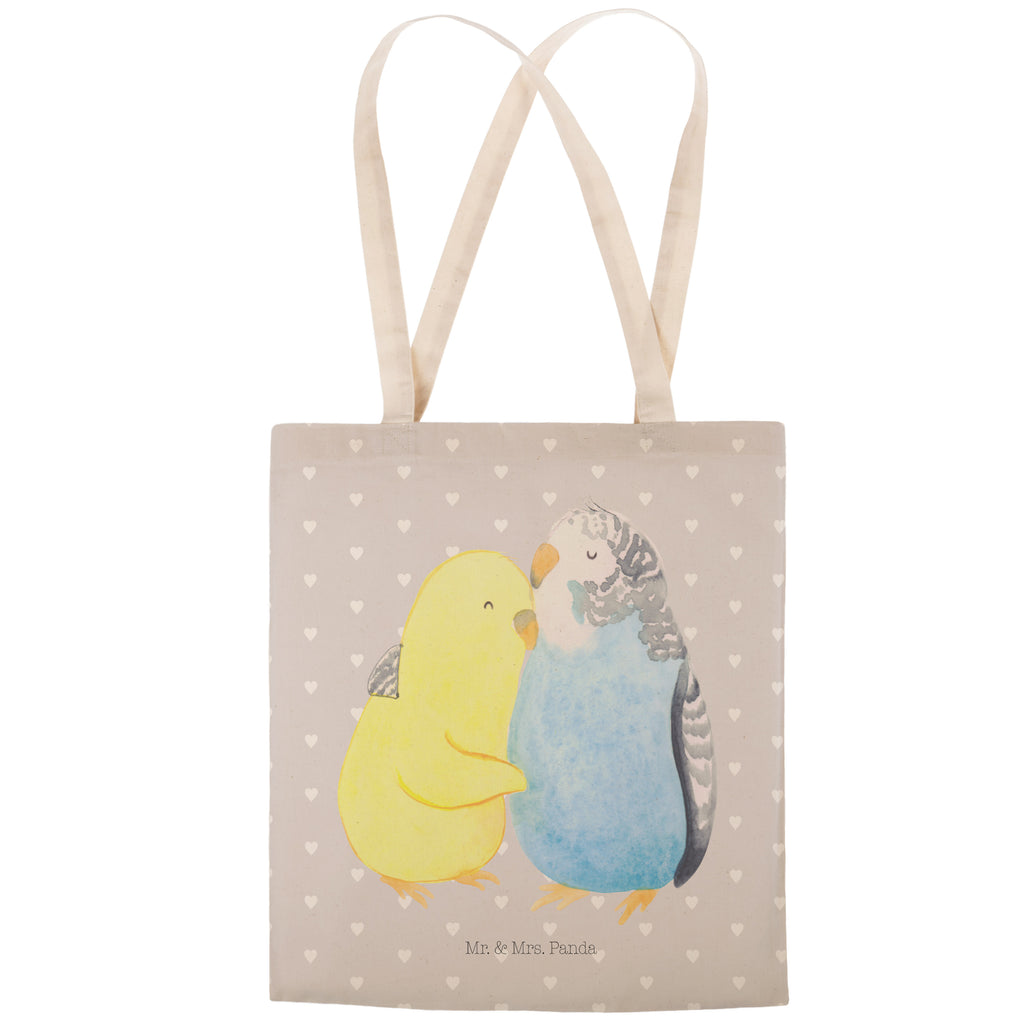 Einkaufstasche Wellensittich Liebe Tragetasche, Tasche, Beutel, Stofftasche, Baumwolltasche, Umhängetasche, Shopper, Liebe, Partner, Freund, Freundin, Ehemann, Ehefrau, Heiraten, Verlobung, Heiratsantrag, Liebesgeschenk, Jahrestag, Hocheitstag, Vögel, Wellensittich, Nähe, Kuscheln, Vertrauen