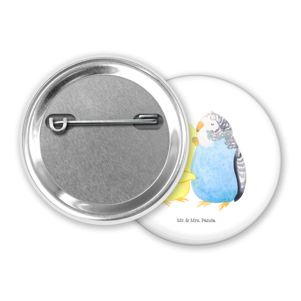 50mm Button Wellensittich Liebe 50mm Button, Button, Pin, Anstecknadel, Liebe, Partner, Freund, Freundin, Ehemann, Ehefrau, Heiraten, Verlobung, Heiratsantrag, Liebesgeschenk, Jahrestag, Hocheitstag, Vögel, Wellensittich, Nähe, Kuscheln, Vertrauen
