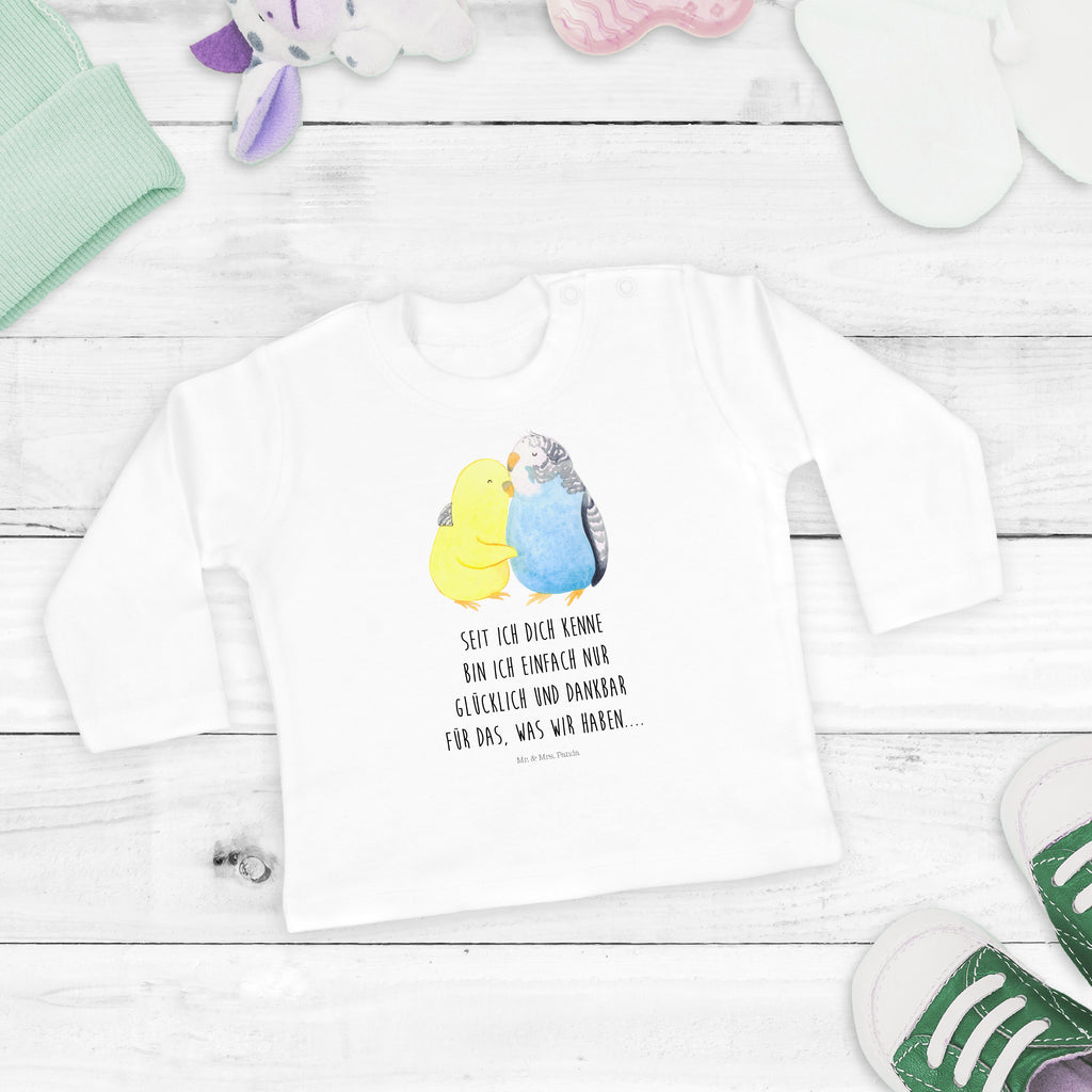 3-6 Monate Baby Longsleeve Wellensittich Liebe Mädchen, Jungen, Baby, Langarm, Bio, Kleidung, Liebe, Partner, Freund, Freundin, Ehemann, Ehefrau, Heiraten, Verlobung, Heiratsantrag, Liebesgeschenk, Jahrestag, Hocheitstag, Vögel, Wellensittich, Nähe, Kuscheln, Vertrauen