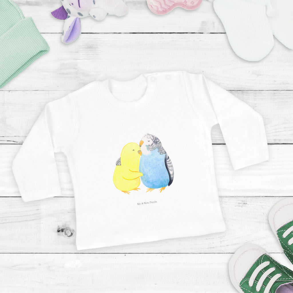 3-6 Monate Baby Longsleeve Wellensittich Liebe Mädchen, Jungen, Baby, Langarm, Bio, Kleidung, Liebe, Partner, Freund, Freundin, Ehemann, Ehefrau, Heiraten, Verlobung, Heiratsantrag, Liebesgeschenk, Jahrestag, Hocheitstag, Vögel, Wellensittich, Nähe, Kuscheln, Vertrauen