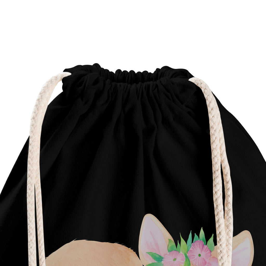 Sportbeutel Wüstenfuchs Blumenkranz Turnbeutel, Beutel, Sporttasche, Tasche, Stoffbeutel, Afrika, Wildtiere, Wüste, Wüstenfuchs, Blumen, Blumenkranz, Glücklich