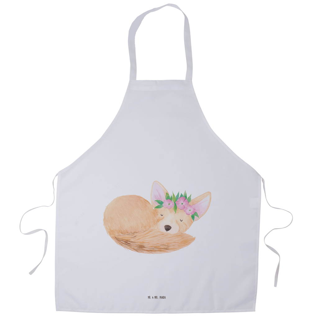 Kochschürze Wüstenfuchs Blumenkranz Schürze, Backschürze, Küchenschürze, Grillschürze, Latzschürze, Afrika, Wildtiere, Wüste, Wüstenfuchs, Blumen, Blumenkranz, Glücklich