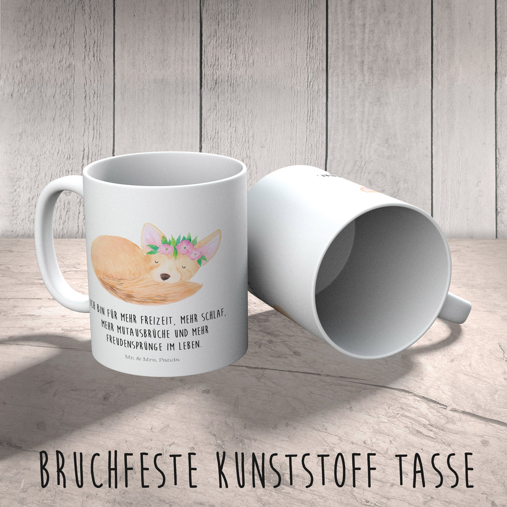 Kindertasse Wüstenfuchs Blumenkranz Kunststoff Tasse, Kindergarten, Tasse, Trinkbecher, Camping Becher, Kaffeetasse, Kunststoffbecher, Kindergartenbecher, Outdoorgeschirr, Kunststoffgeschirr, Reisebecher, Reisetasse, Kinderbecher, Afrika, Wildtiere, Wüste, Wüstenfuchs, Blumen, Blumenkranz, Glücklich