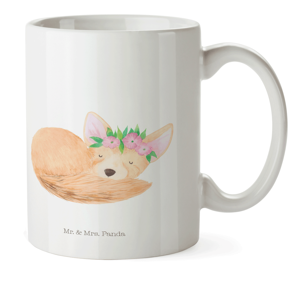 Kindertasse Wüstenfuchs Blumenkranz Kunststoff Tasse, Kindergarten, Tasse, Trinkbecher, Camping Becher, Kaffeetasse, Kunststoffbecher, Kindergartenbecher, Outdoorgeschirr, Kunststoffgeschirr, Reisebecher, Reisetasse, Kinderbecher, Afrika, Wildtiere, Wüste, Wüstenfuchs, Blumen, Blumenkranz, Glücklich