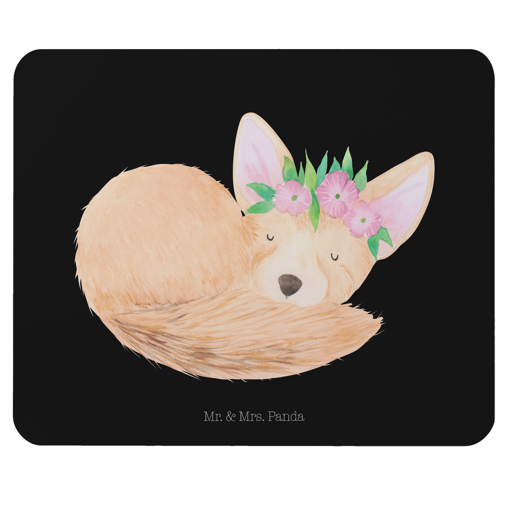 Mauspad Wüstenfuchs Blumenkranz Mousepad, Computer zubehör, Büroausstattung, PC Zubehör, Arbeitszimmer, Mauspad, Einzigartiges Mauspad, Designer Mauspad, Afrika, Wildtiere, Wüste, Wüstenfuchs, Blumen, Blumenkranz, Glücklich