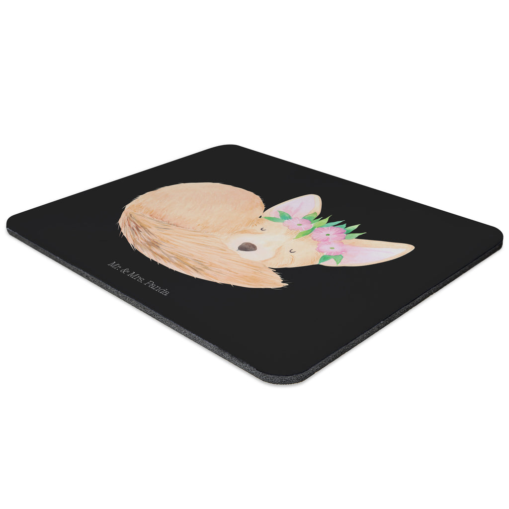 Mauspad Wüstenfuchs Blumenkranz Mousepad, Computer zubehör, Büroausstattung, PC Zubehör, Arbeitszimmer, Mauspad, Einzigartiges Mauspad, Designer Mauspad, Afrika, Wildtiere, Wüste, Wüstenfuchs, Blumen, Blumenkranz, Glücklich