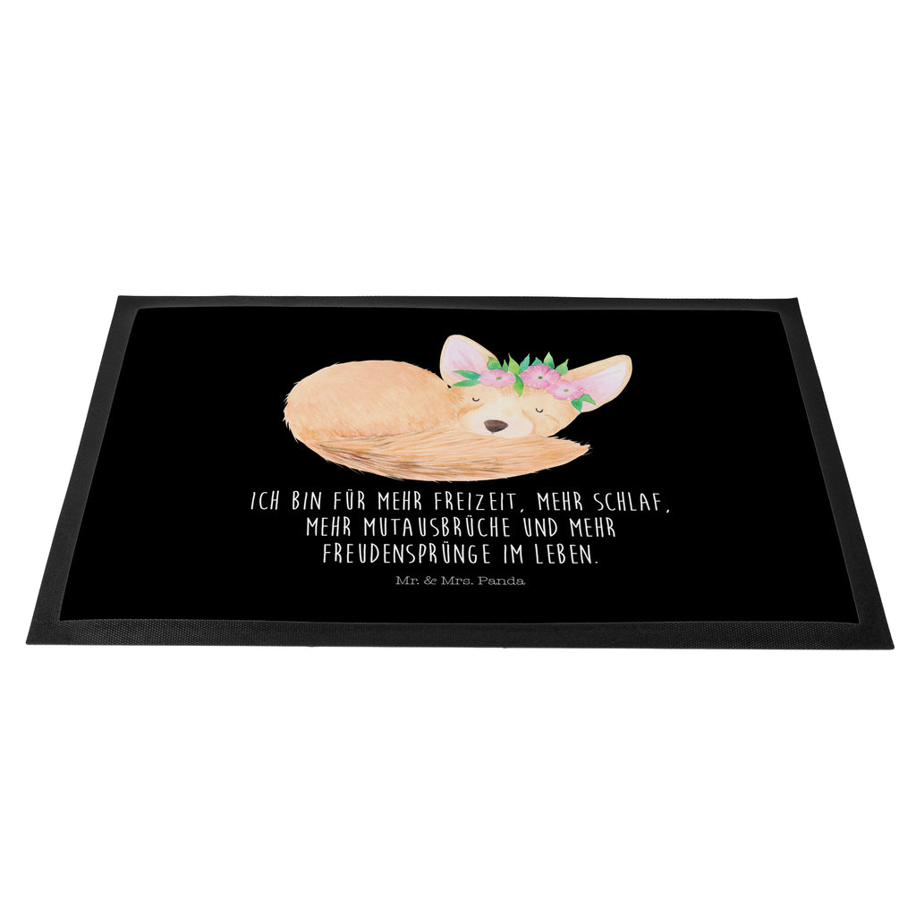 Fußmatte Wüstenfuchs Blumenkranz Afrika, Wüste, Wüstenfuchs, Blumen, Blumenkranz, Glücklich,  Türvorleger, Schmutzmatte, Fußabtreter, Matte, Schmutzfänger, Fußabstreifer, Schmutzfangmatte, Türmatte, Motivfußmatte,  Haustürmatte, Vorleger  Afrika, Wildtiere