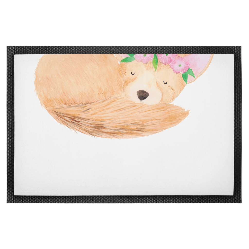 Fußmatte Wüstenfuchs Blumenkranz Afrika, Wüste, Wüstenfuchs, Blumen, Blumenkranz, Glücklich,  Türvorleger, Schmutzmatte, Fußabtreter, Matte, Schmutzfänger, Fußabstreifer, Schmutzfangmatte, Türmatte, Motivfußmatte,  Haustürmatte, Vorleger  Afrika, Wildtiere