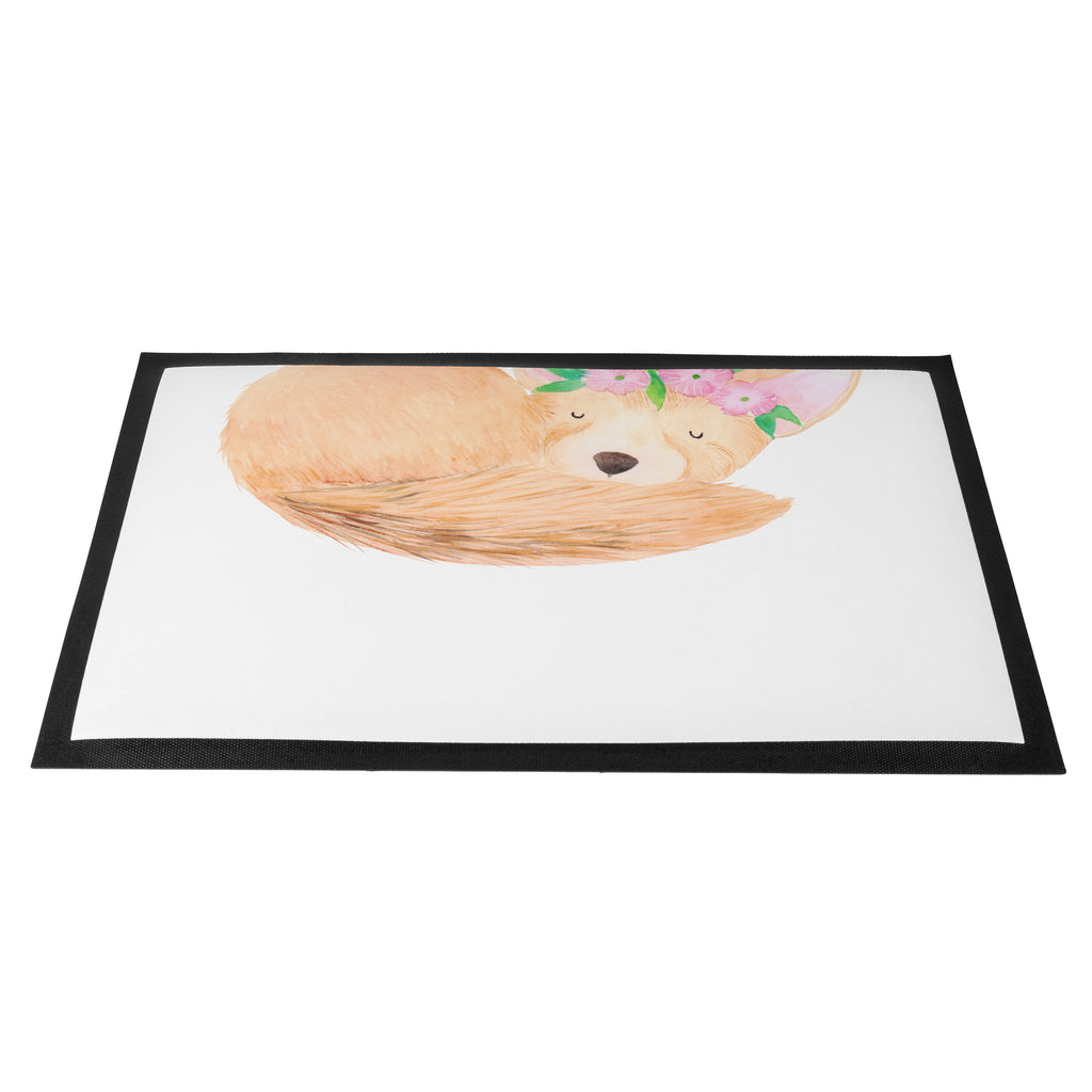Fußmatte Wüstenfuchs Blumenkranz Afrika, Wüste, Wüstenfuchs, Blumen, Blumenkranz, Glücklich,  Türvorleger, Schmutzmatte, Fußabtreter, Matte, Schmutzfänger, Fußabstreifer, Schmutzfangmatte, Türmatte, Motivfußmatte,  Haustürmatte, Vorleger  Afrika, Wildtiere