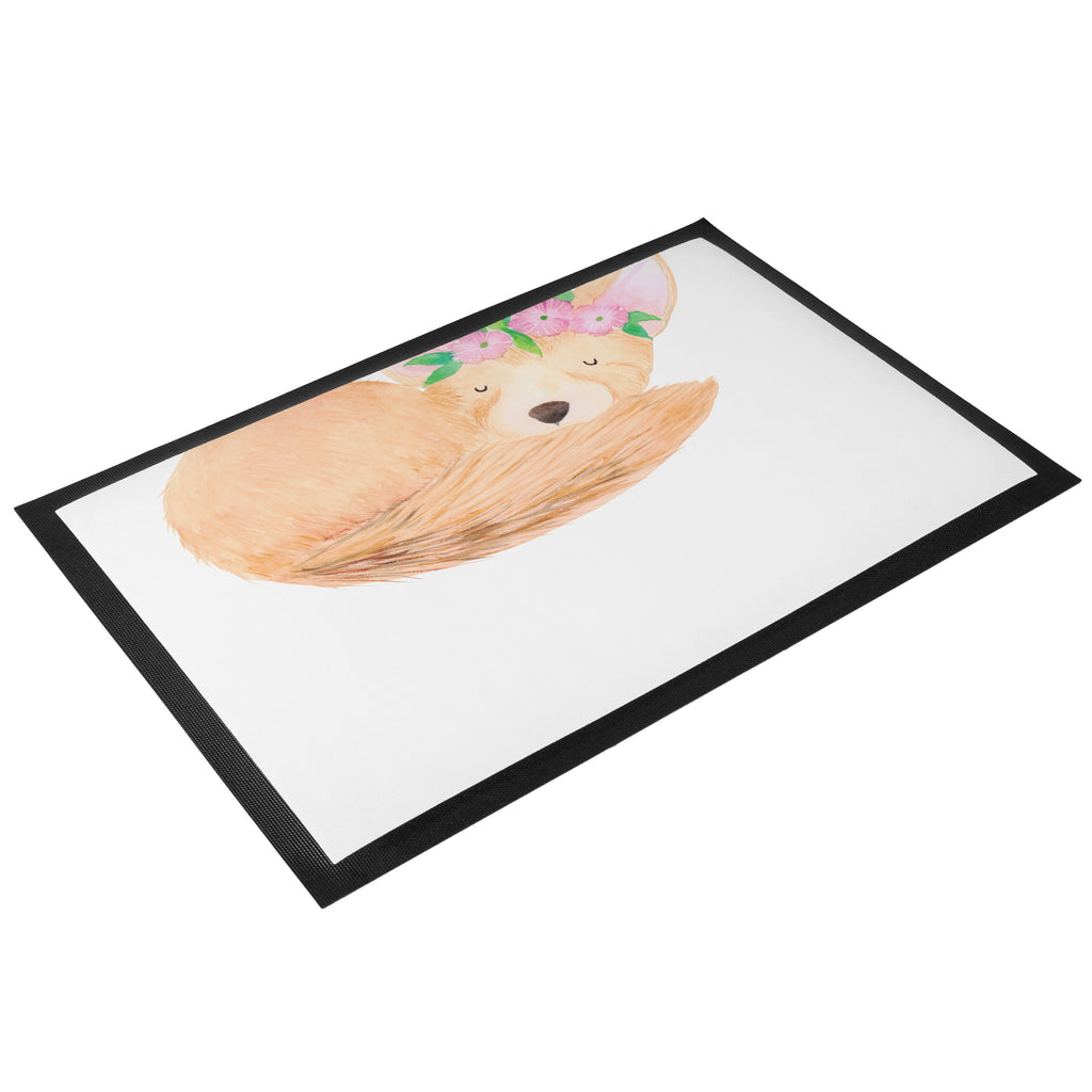 Fußmatte Wüstenfuchs Blumenkranz Afrika, Wüste, Wüstenfuchs, Blumen, Blumenkranz, Glücklich,  Türvorleger, Schmutzmatte, Fußabtreter, Matte, Schmutzfänger, Fußabstreifer, Schmutzfangmatte, Türmatte, Motivfußmatte,  Haustürmatte, Vorleger  Afrika, Wildtiere